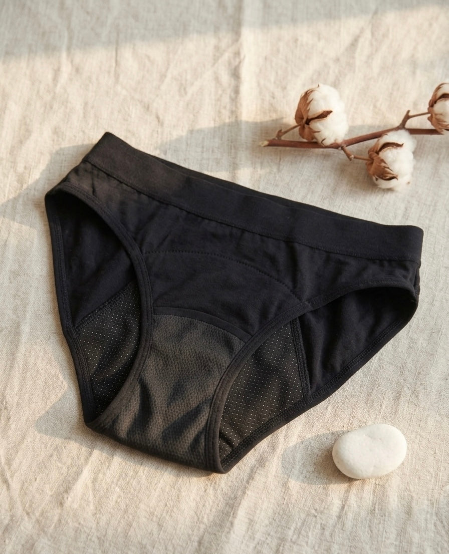 Culotte menstruelle en tissu coton certifié éco-responsable – Séréna